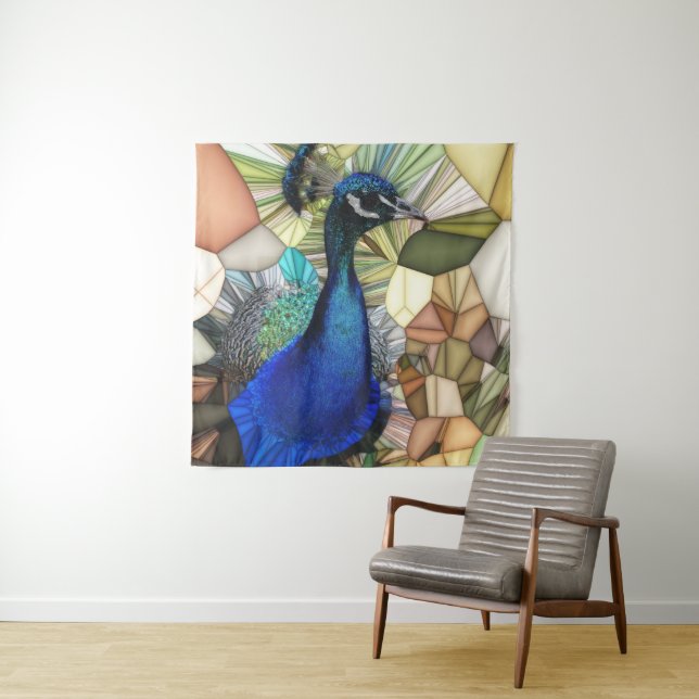 Tapiz de mosaico de pavo real colorido (In situ)