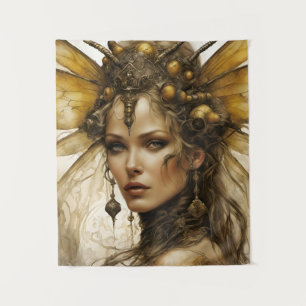 Tapiz de mujer insecto abeja steampunk