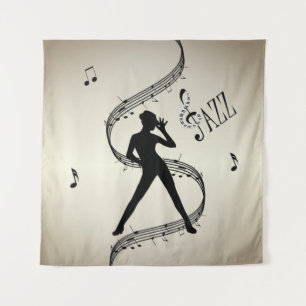 Tapiz de Música Dorada de Danza de Jazz