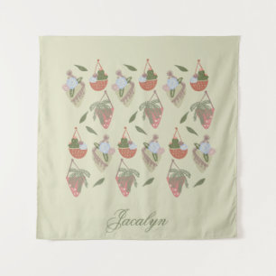 Tapiz de nombre de armazón de cactus botánicas