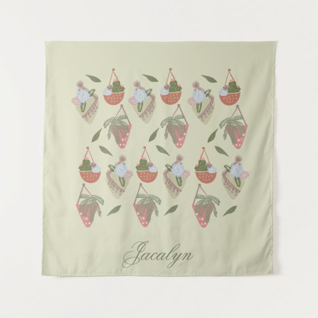 Tapiz de nombre de armazón de cactus botánicas (Anverso)