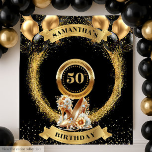 Tapiz de oro negro de lujo 50 años talón alto