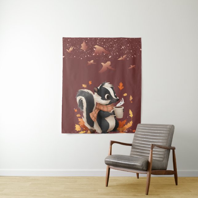 Tapiz de Otoño y Mapanche Acogedor | Animal Cute d (In situ)