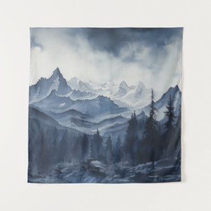 Tapiz De Paisaje Montañoso En Blues