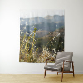Tapiz de paisaje natural de hierba de montaña boho