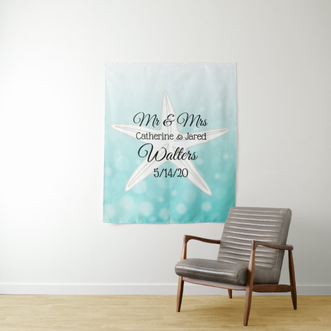 Tapiz de pancarta de boda personalizada de estrell (In situ)