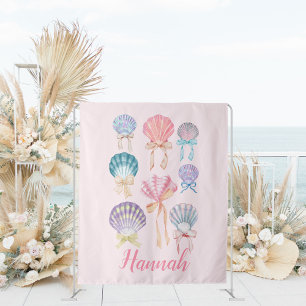 Tapiz de pancarta de Coquette Seashell Fiesta