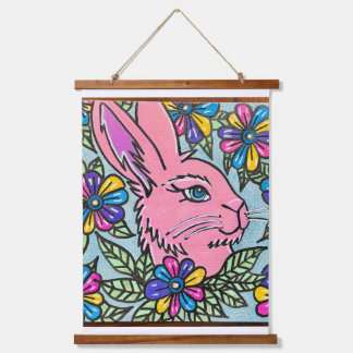 Tapiz de pared con conejo dulce de madera