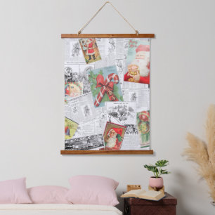 Tapiz de pared con madera de collage de Navidad