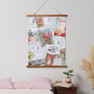 Tapiz de pared con madera de collage de Navidad