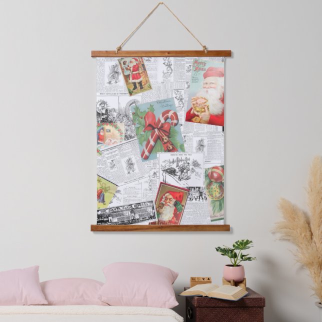 Tapiz de pared con madera de collage de Navidad (Dormitorio)