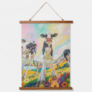 Tapiz de pared con madera de vaca feliz