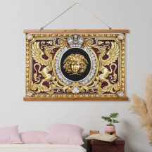 Tapiz de pared con madera dorada Medusa
