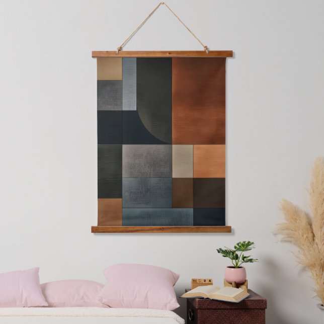 Tapiz de pared con patrón geométrico terroso Bauha (Dormitorio)