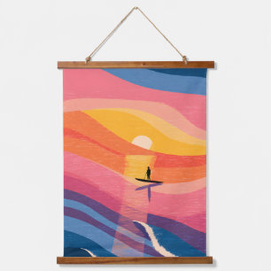Tapiz de pared con tabla de remo puesta de sol mad