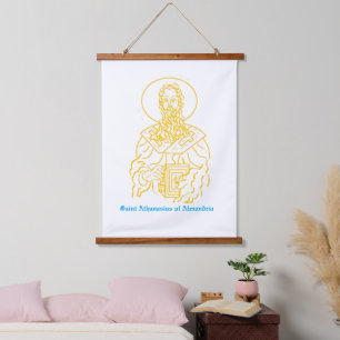 Tapiz de pared con tapa de madera: San Atanasio