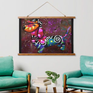 Tapiz de pared de 36 "x26" Perro de Dachshund capr