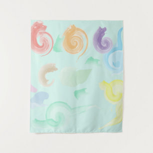 Tapiz de pared de acuarela con remolinos pastel es