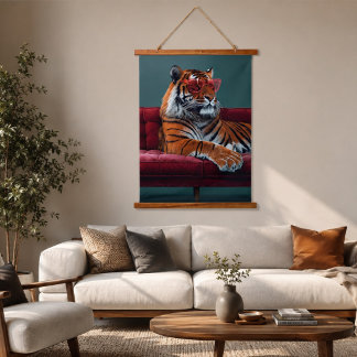 Tapiz de pared de animal vintage - Tigre majestuos