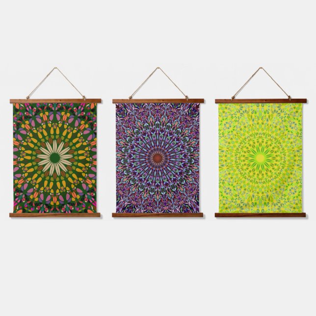 Tapiz de pared de armonía Mandala con parte superi (Triple)