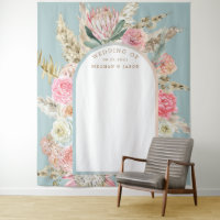 Tapiz de pared de boda floral bohemio moderno con 
