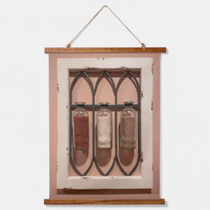 Tapiz de pared de botellas de arena de vidrio