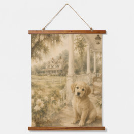 Tapiz de pared de cachorro de porche sureño temper