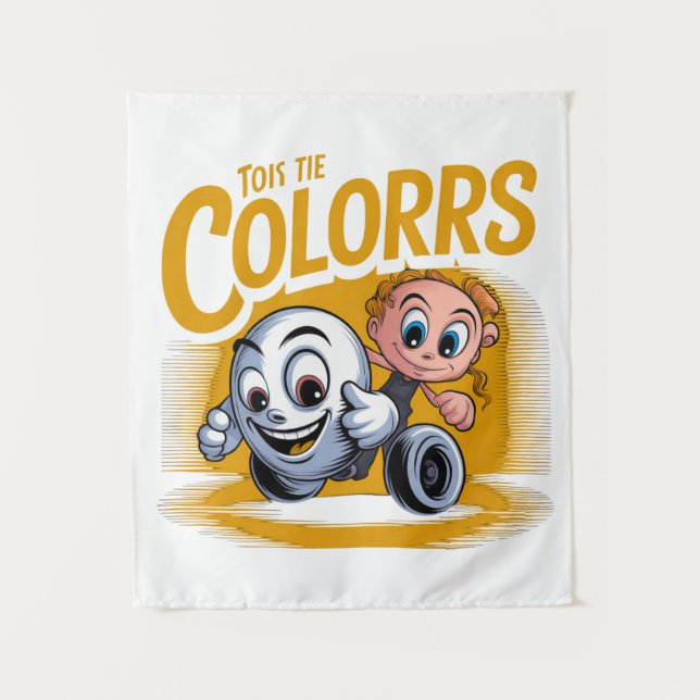 Tapiz de pared de dibujos animados de arte pop vib (Anverso)