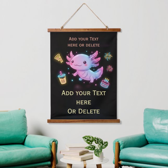 Tapiz de pared de fiesta con ajolote personalizado (Sala de estar)