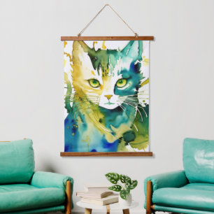Tapiz de pared de gato verde