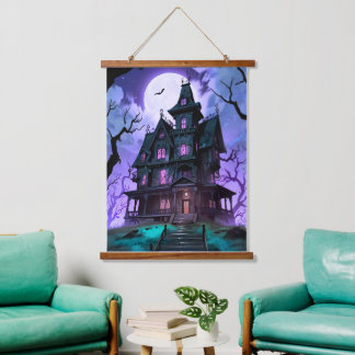 Tapiz de pared de Halloween castillo aterrador