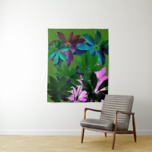 Tapiz de pared de hojas rosas y verdes