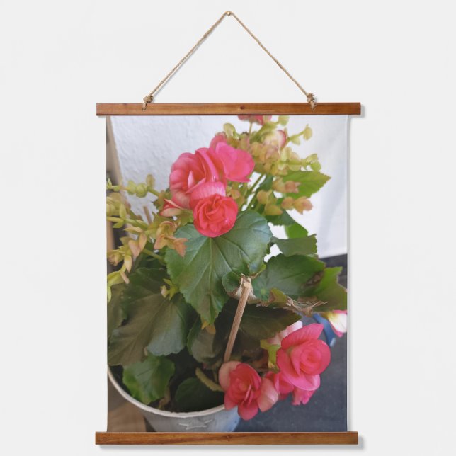Tapiz de pared de jardín de flores de begonia rosa (Anverso)