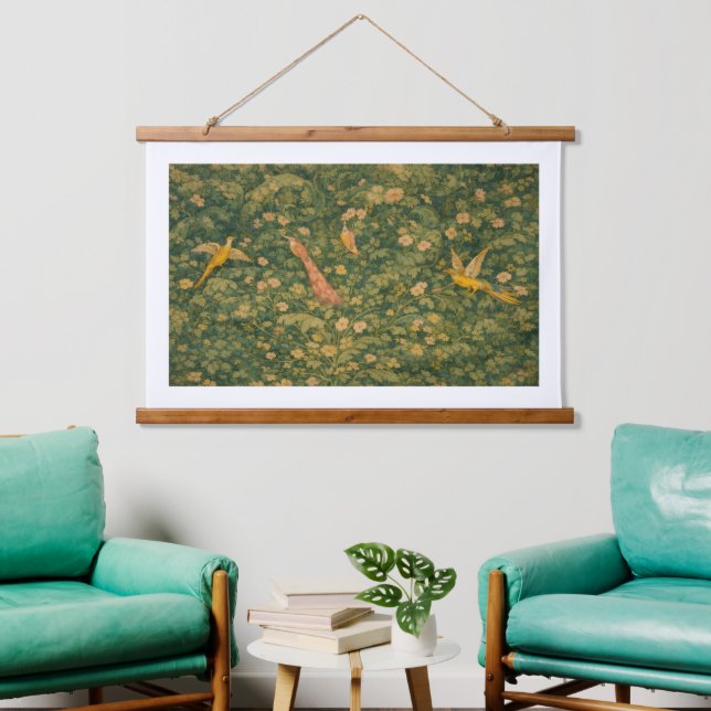 Tapiz de pared de lino verdor con parte superior d (Sala de estar)
