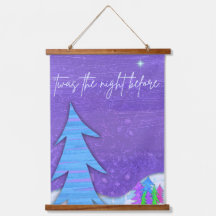 Tapiz de pared de madera con árboles de Navidad pú