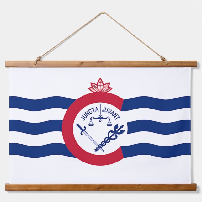 Tapiz de pared de madera con bandera de Cincinnati (Anverso )