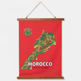 Tapiz de pared de madera Mapa de Marruecos Tierra