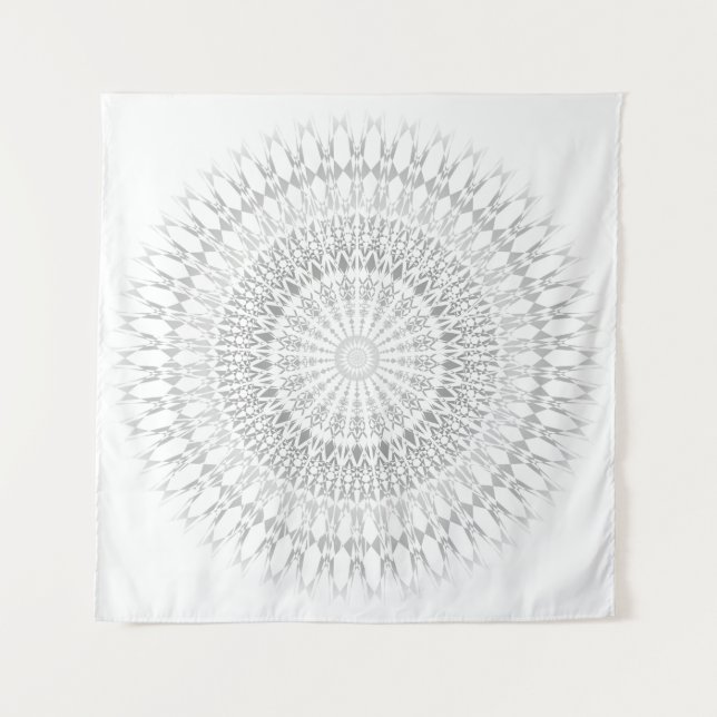 Tapiz de pared de Mandala blanca gris (Anverso)