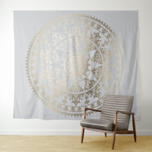 Tapiz de pared de mandala solar de lámina de oro c