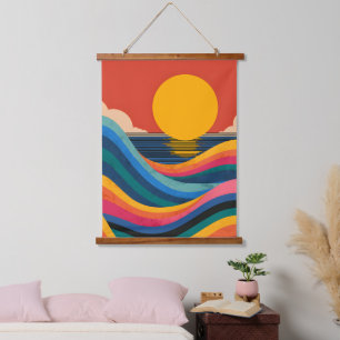 Tapiz de pared de olas del océano atardecer Bauhau