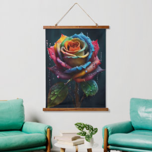 Tapiz de pared de rosa arcoíris
