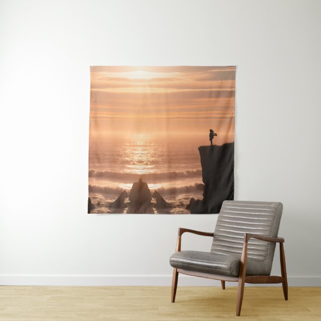 Tapiz de pared de silueta de surf al atardecer (In situ)