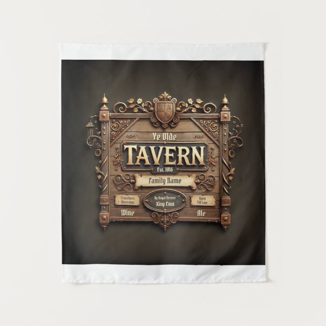 Tapiz de pared de taberna medieval personalizable (Anverso)