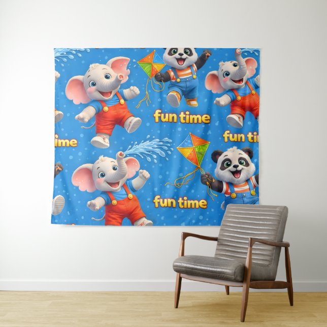 Tapiz de pared de una aventura de elefante (In situ (horizontal))
