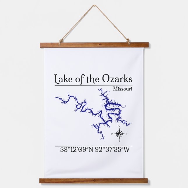 Tapiz de pared del mapa del lago de los Ozarks Mis (Anverso)