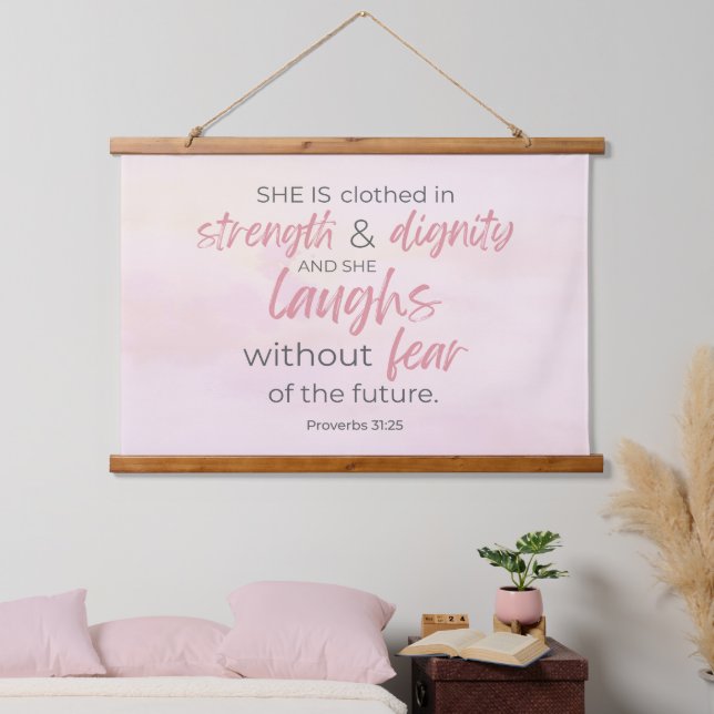 Tapiz de pared del versículo bíblico Proverbios 31 (Dormitorio)