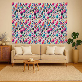 Tapiz de pared geométrico neón retro de los 90 Mem