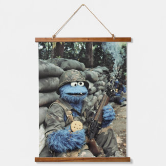 Tapiz de pared militar de monstruo azul divertido