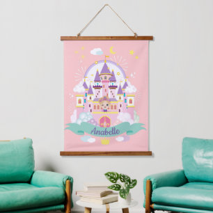 Tapiz de pared rosa personalizado de la princesa d