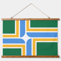 Tapiz de pared tapada de madera con bandera de Por